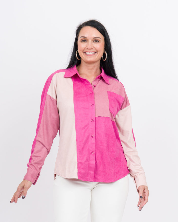 Eileen Suede Top Fuchsia Top