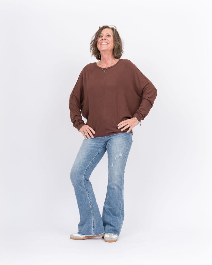 Cozy Butter Knit Dolman- Chocolate