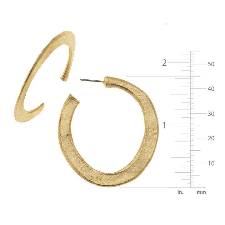 Susan Shaw Hammered Hoop Earrings - Medium - Gold