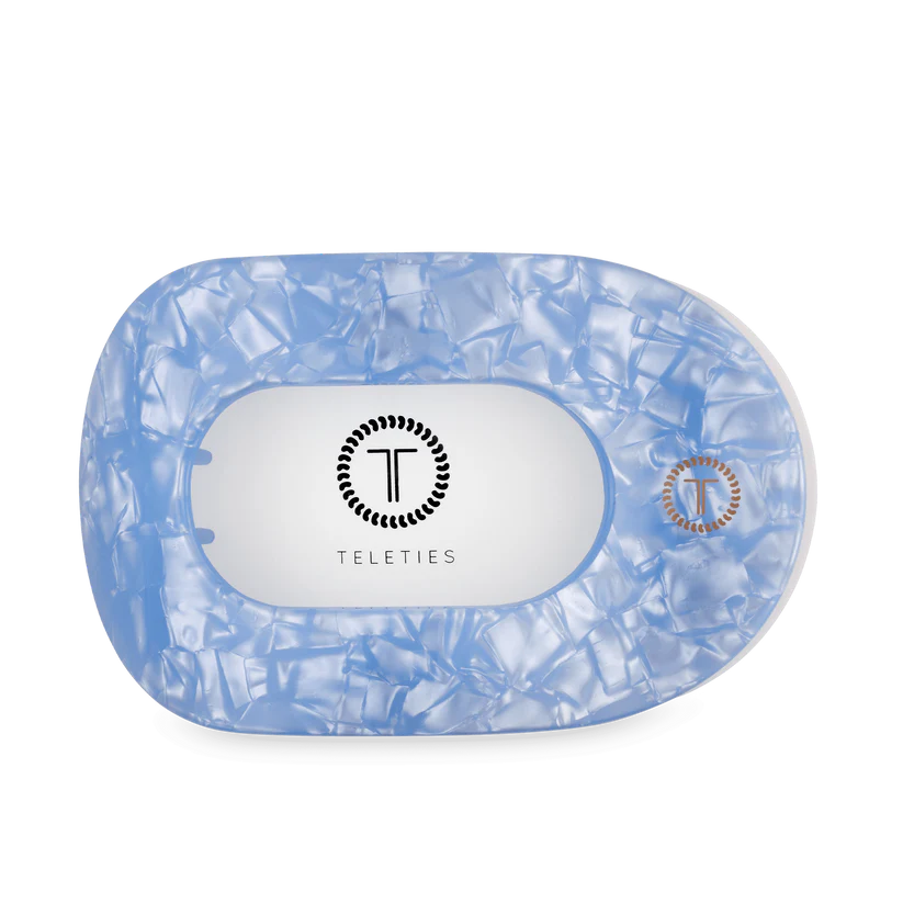 TELETIES Large Flat Round Hair Clip - Blue Lagoon