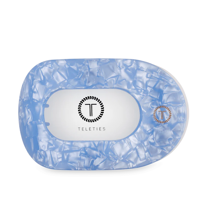 TELETIES Large Flat Round Hair Clip - Blue Lagoon