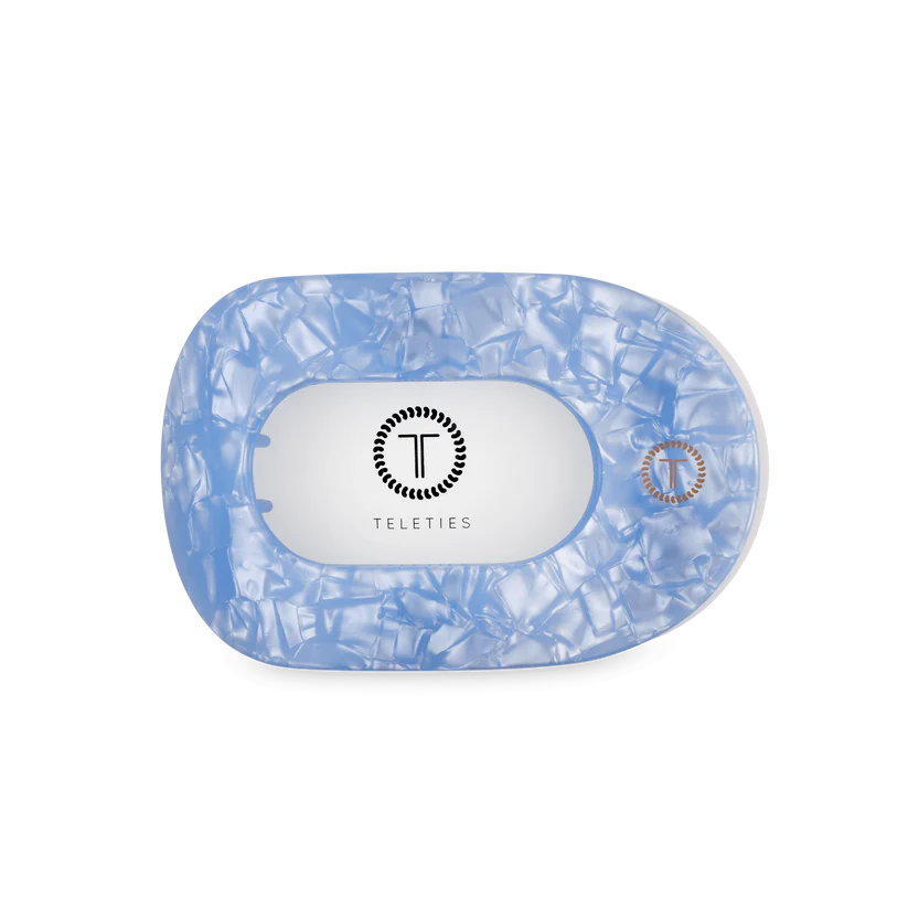 TELETIES Medium Flat Round Hair Clip - Blue Lagoon