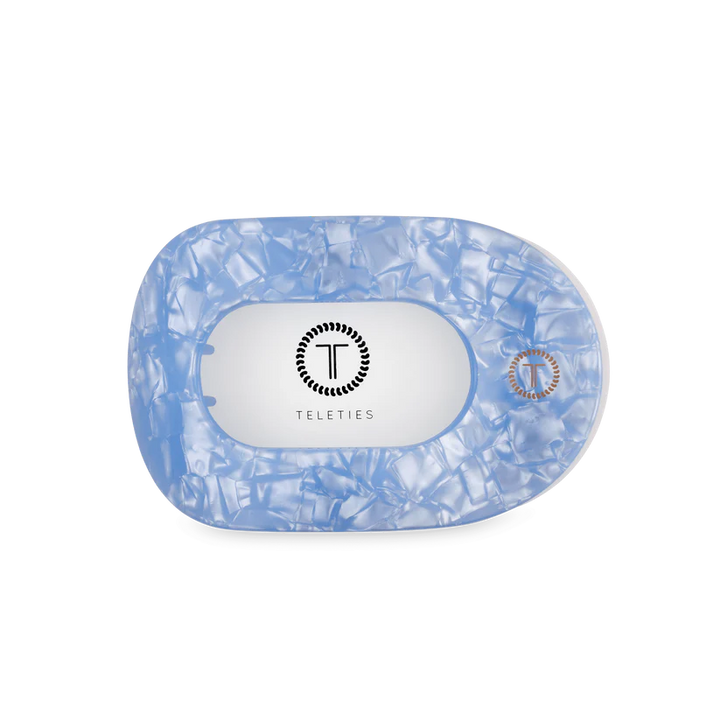 TELETIES Medium Flat Round Hair Clip - Blue Lagoon