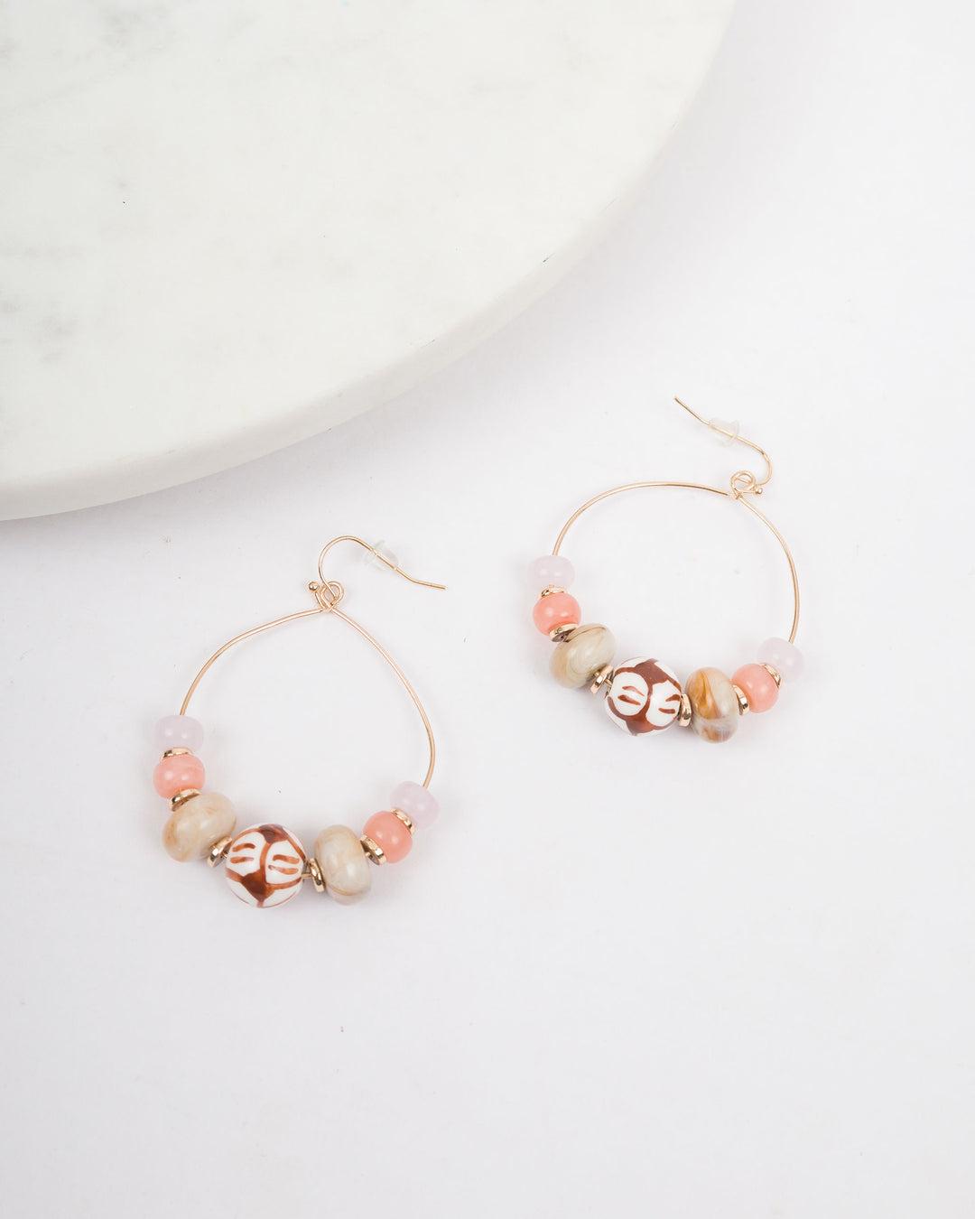 Beaded Gold Hoops