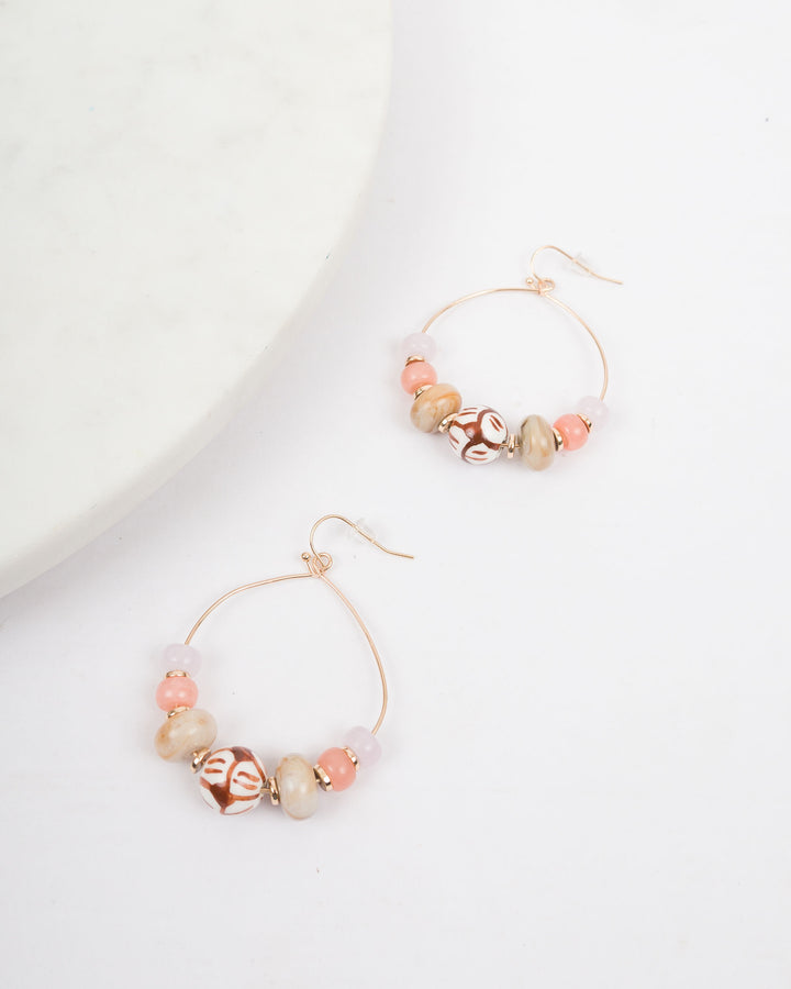 Beaded Gold Hoops