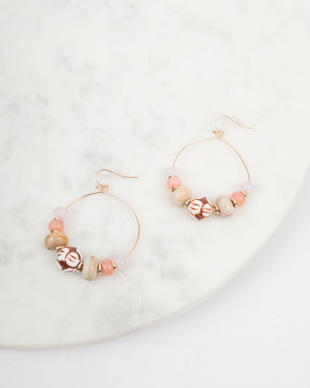 Beaded Gold Hoops