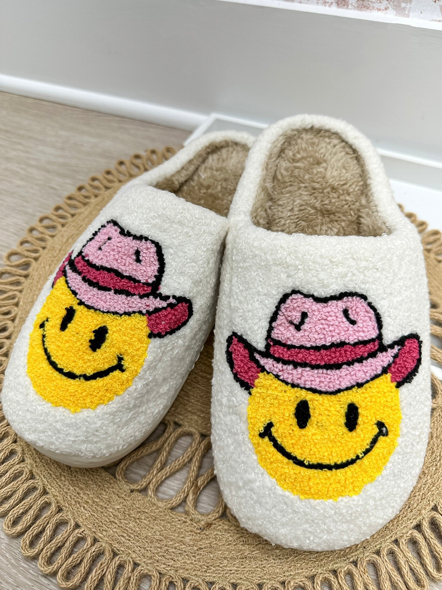 Cowgirl Happy Face Slippers