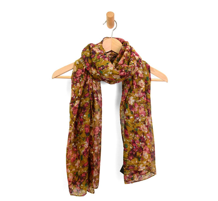 Calico Scarf Mustard Floral