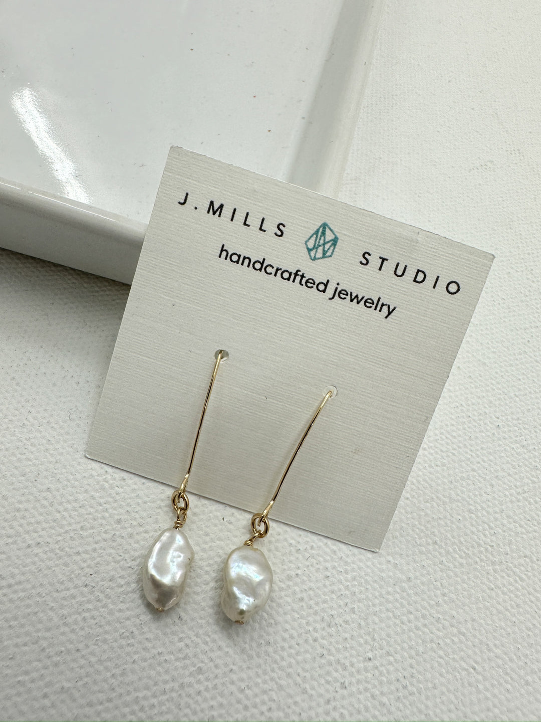 J.Mills Studio-Fresh Water Pearl Drop Earrings Gold