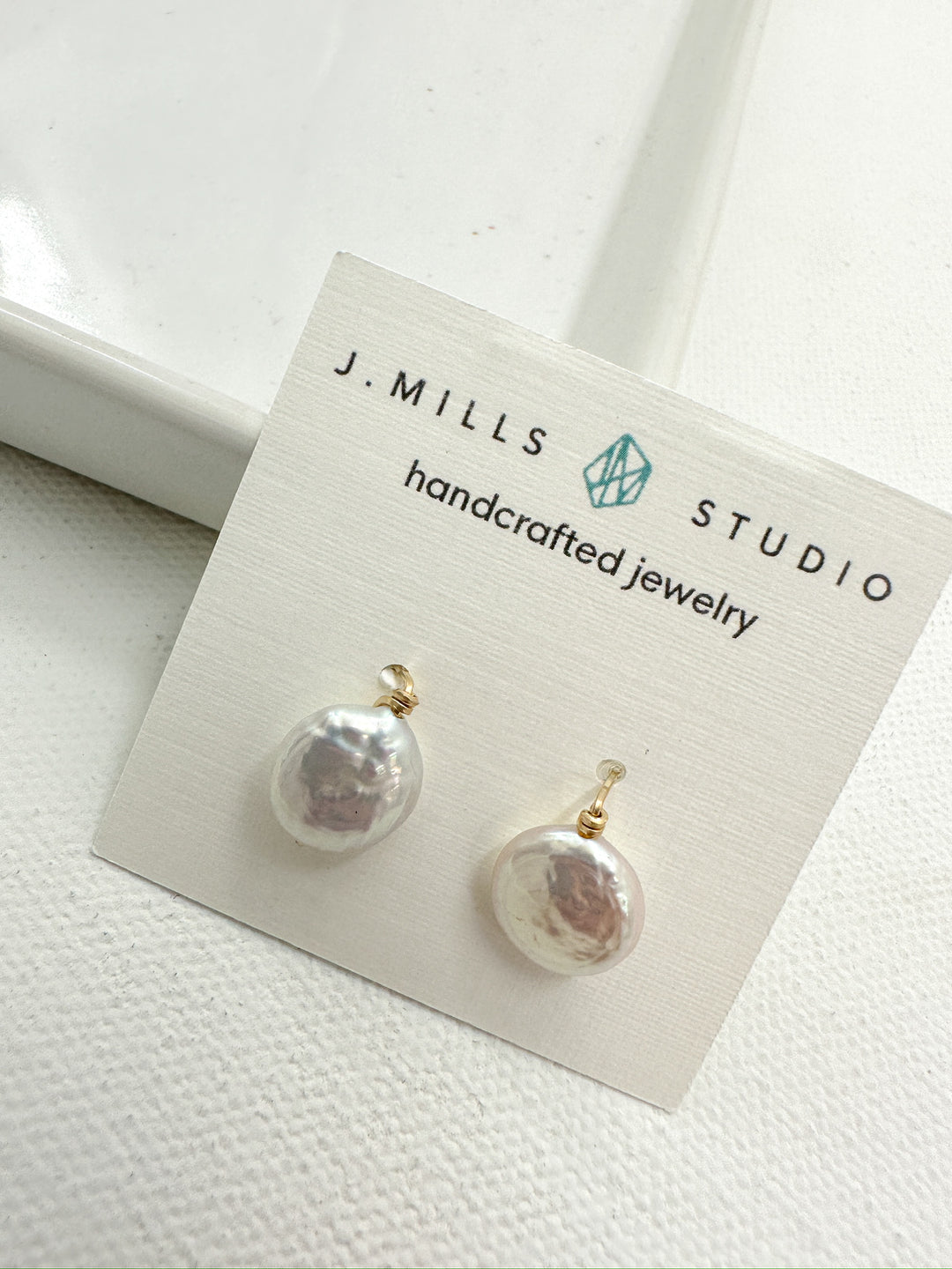 J.Mills Studio-Post Earrings with Coin Pearl Gold