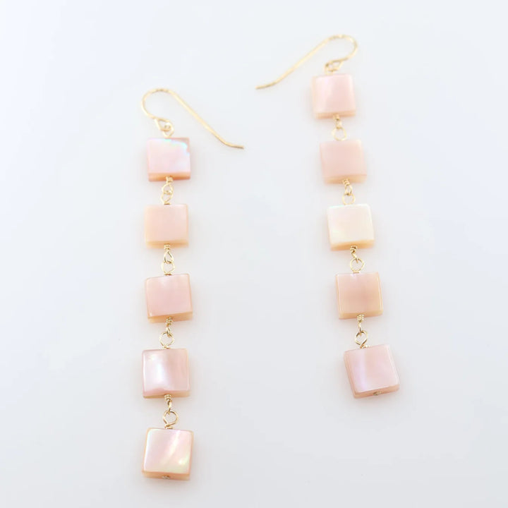 J.Mills Studio Pink Mother of Pearl Square Drop Earrings