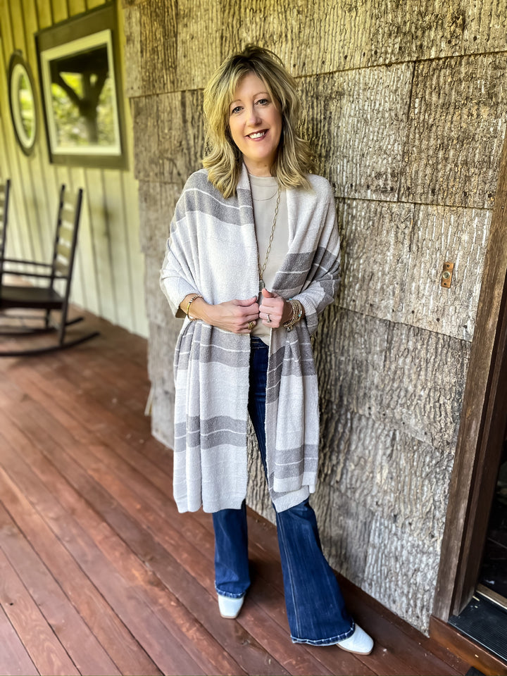 Barefoot Dreams Pinched Stripe Blanket Scarf