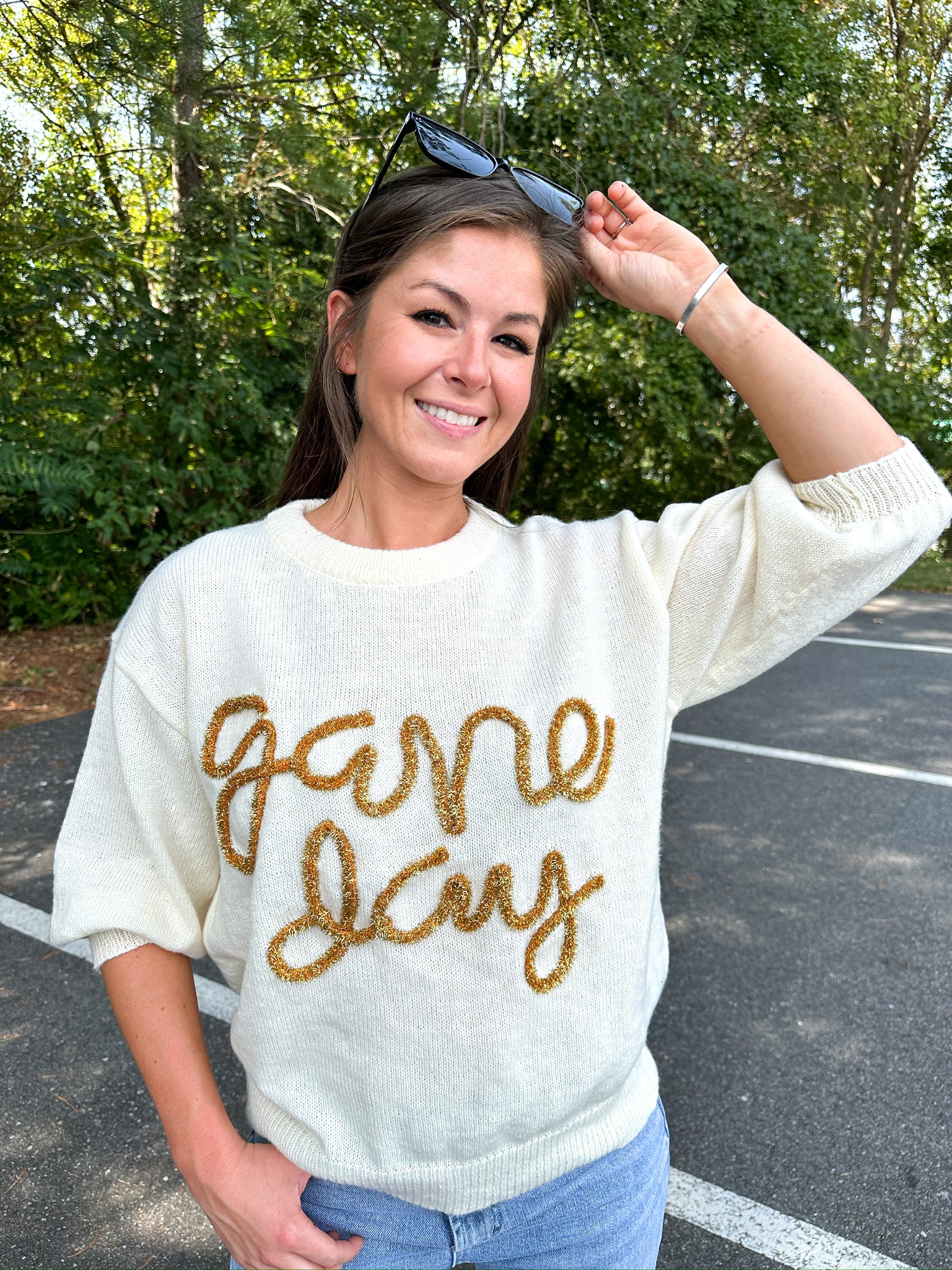 Game Day Sweater Ivory/Gold