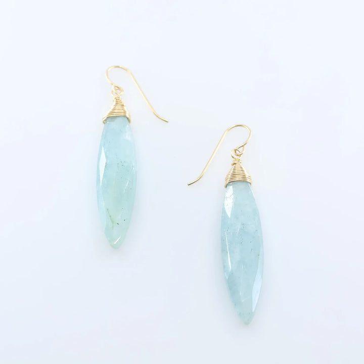 J.Mills Studio Milky Aquamarine Marquis Gemstone Earrings