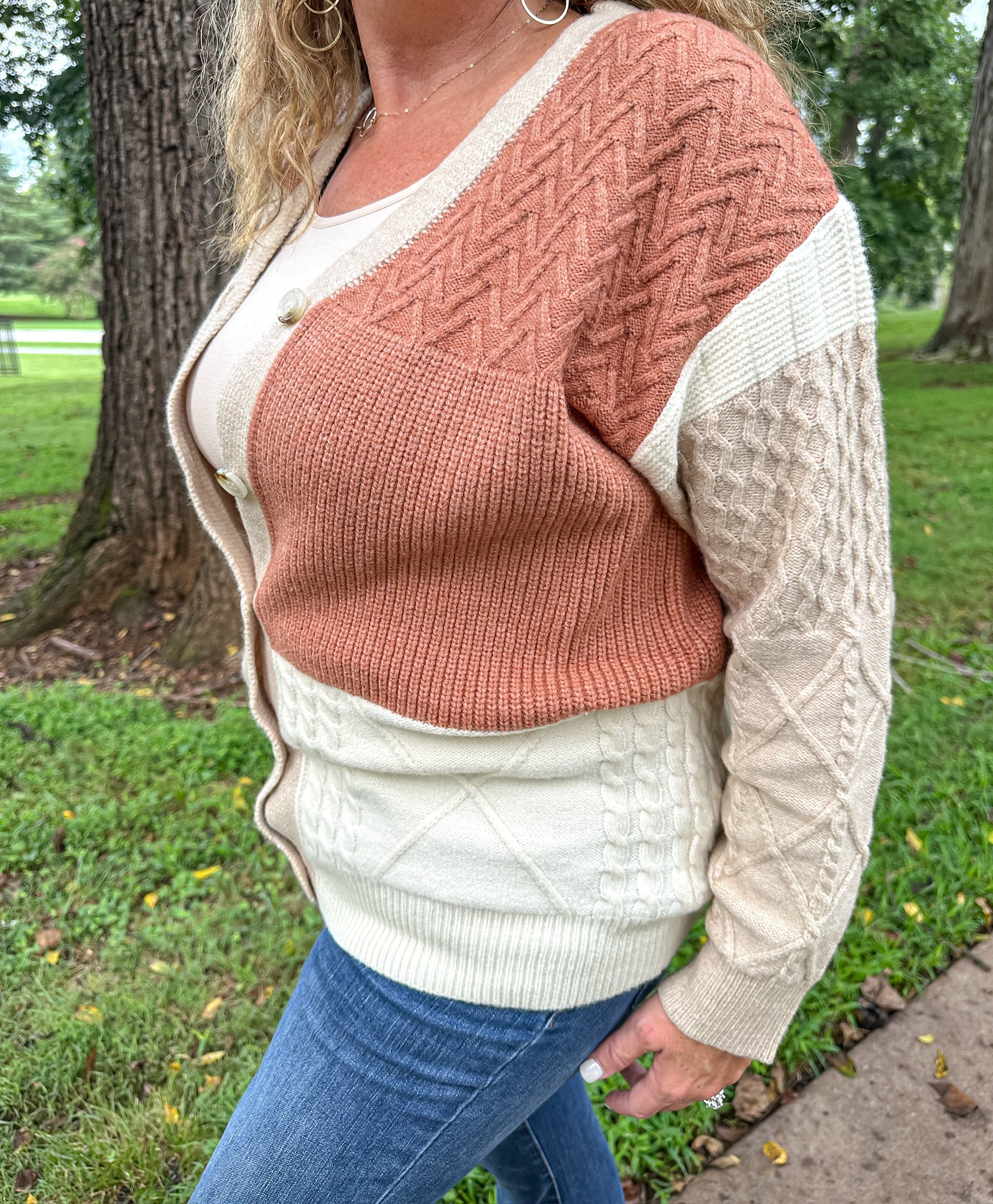 Varsity Sweater Taupe/Rust