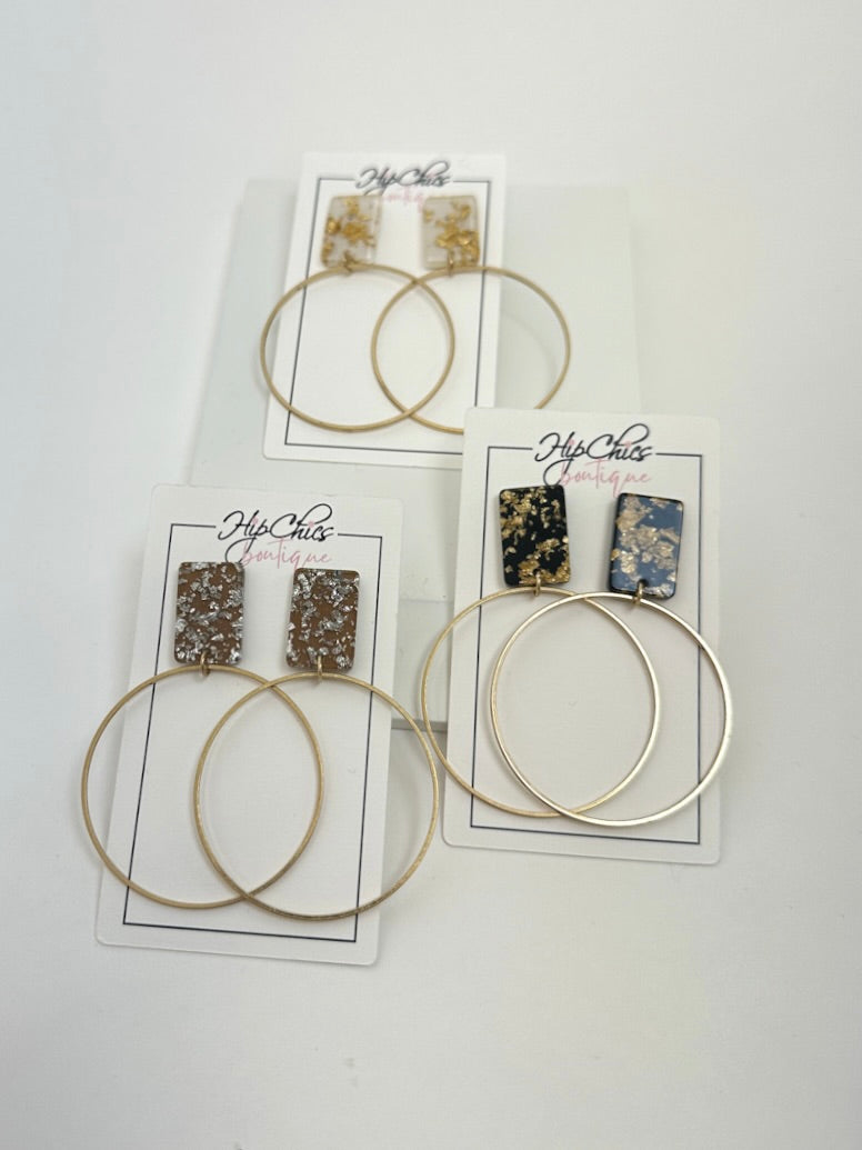 Acrylic Square Gold Hoops