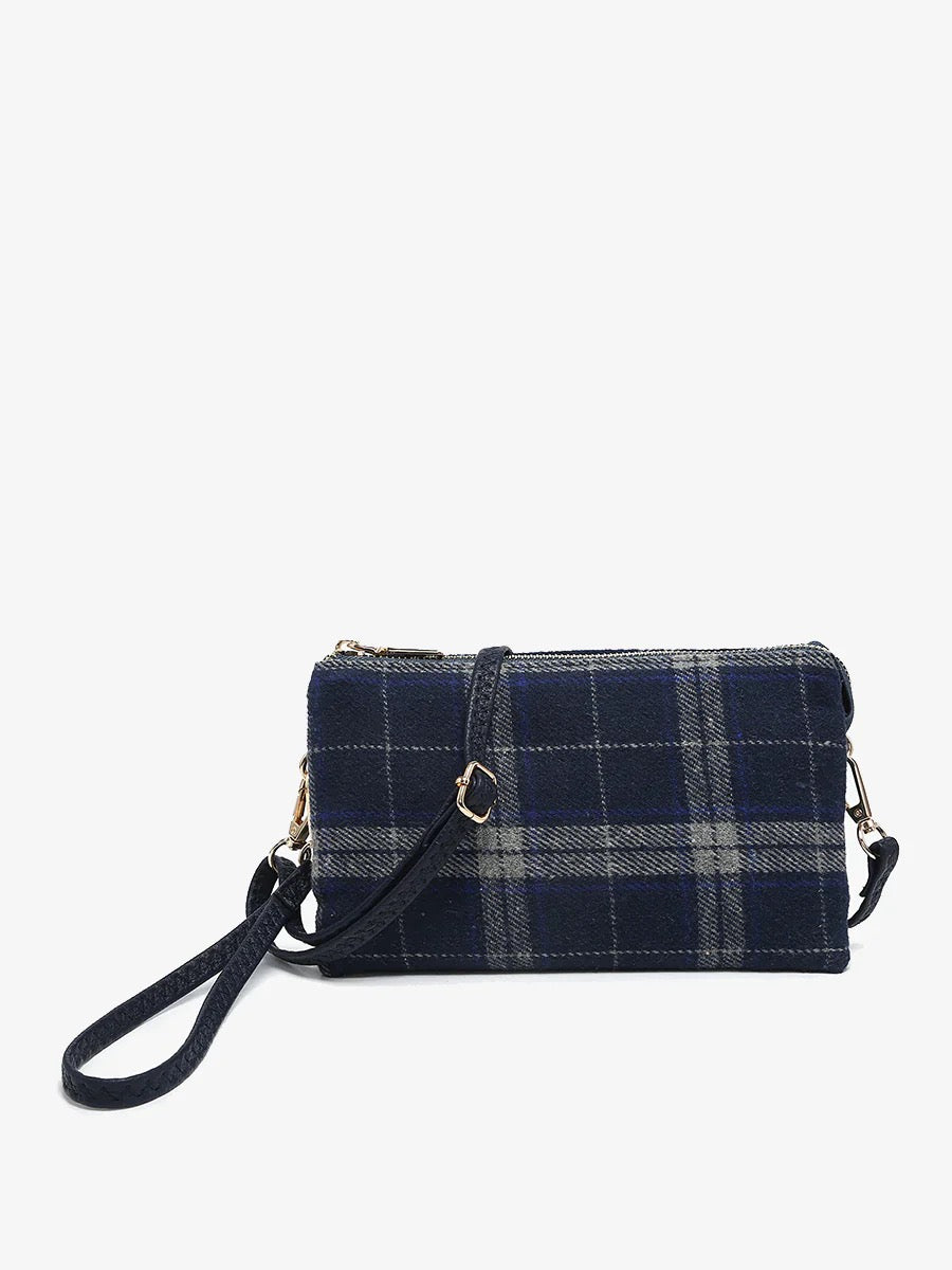 Riley Vegan Crossbody - Plaid Navy