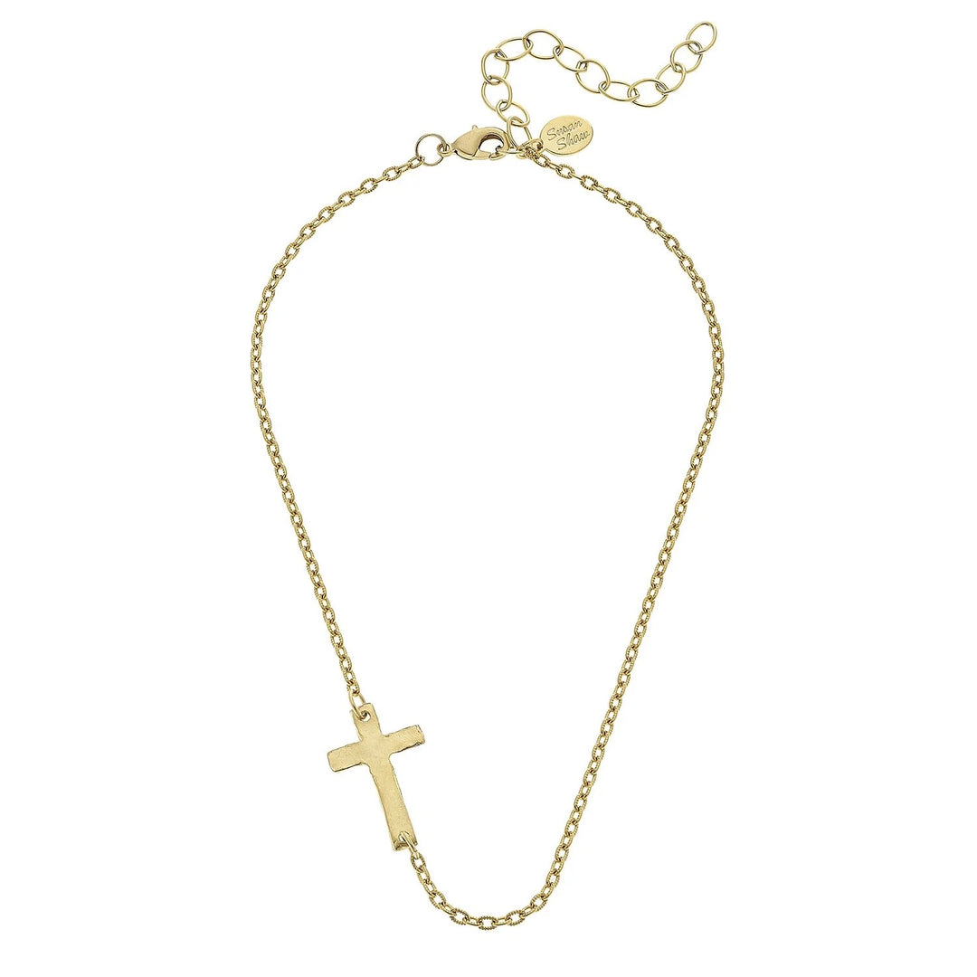 Susan Shaw Side Cross Dainty Necklace