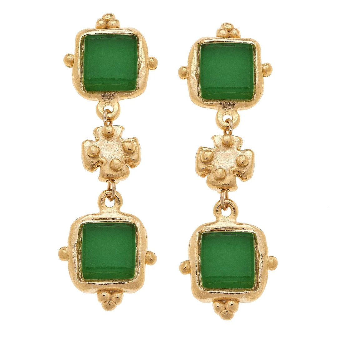 Susan Shaw Charlotte Deux Tier Earrings Green