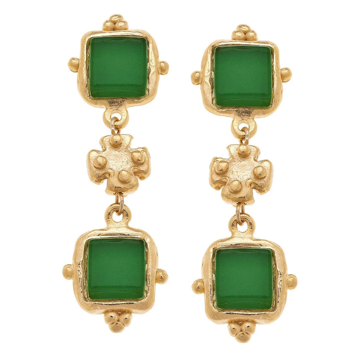Susan Shaw Charlotte Deux Tier Earrings Green