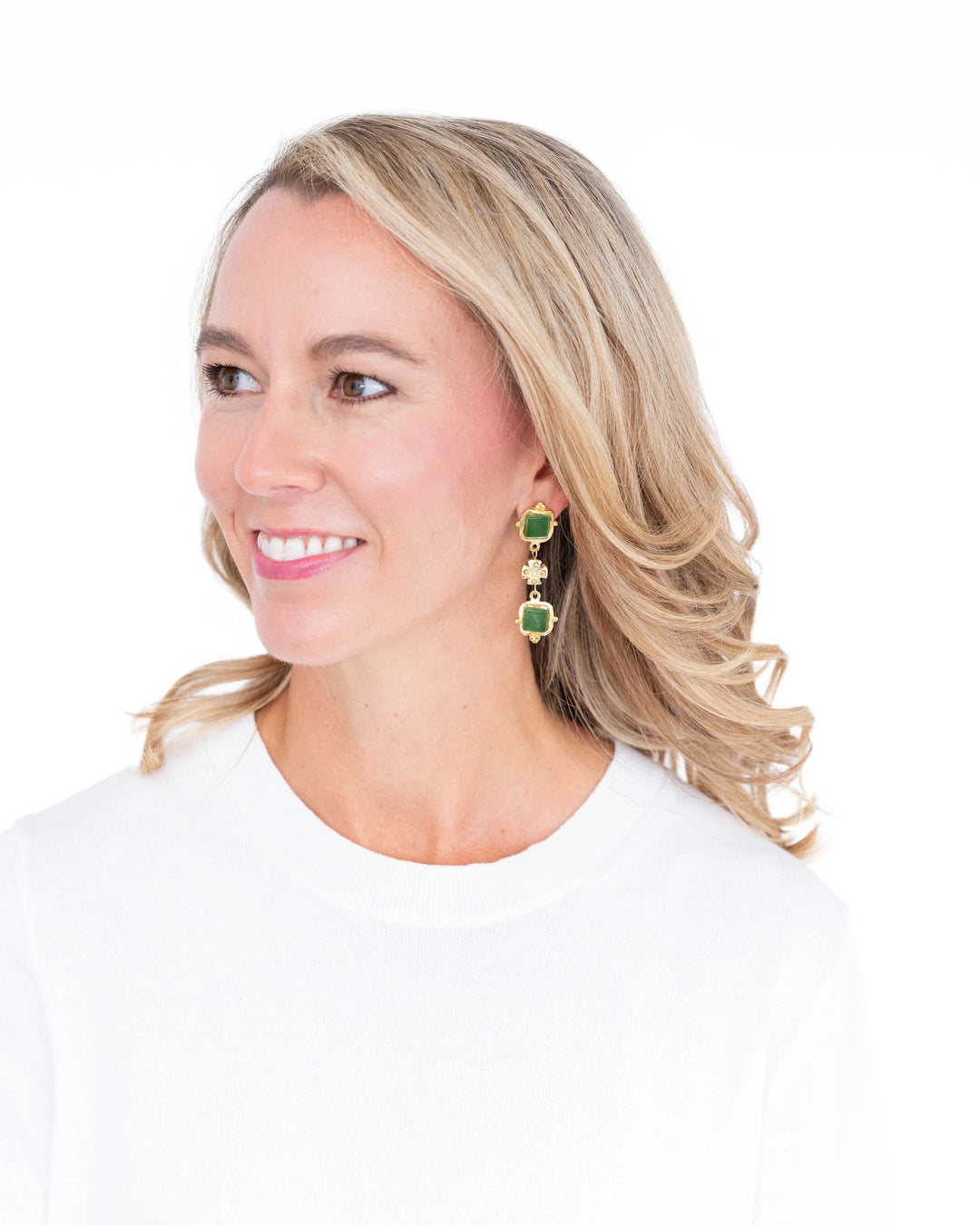 Susan Shaw Charlotte Deux Tier Earrings Green