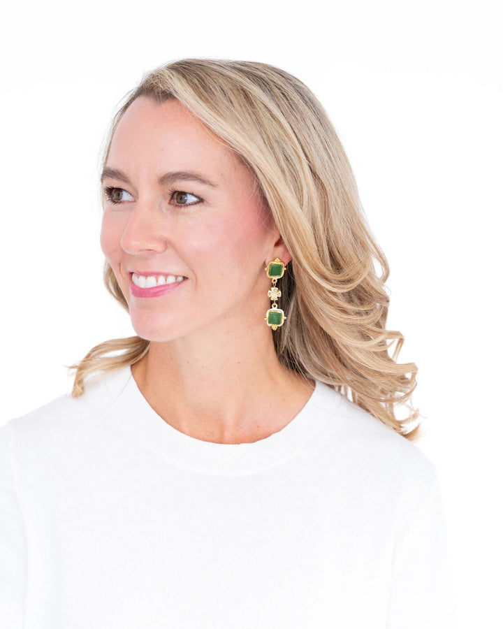 Susan Shaw Charlotte Deux Tier Earrings Green