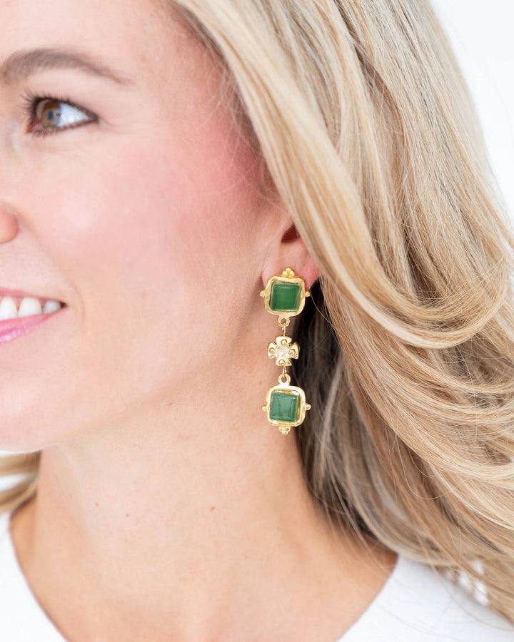 Susan Shaw Charlotte Deux Tier Earrings Green