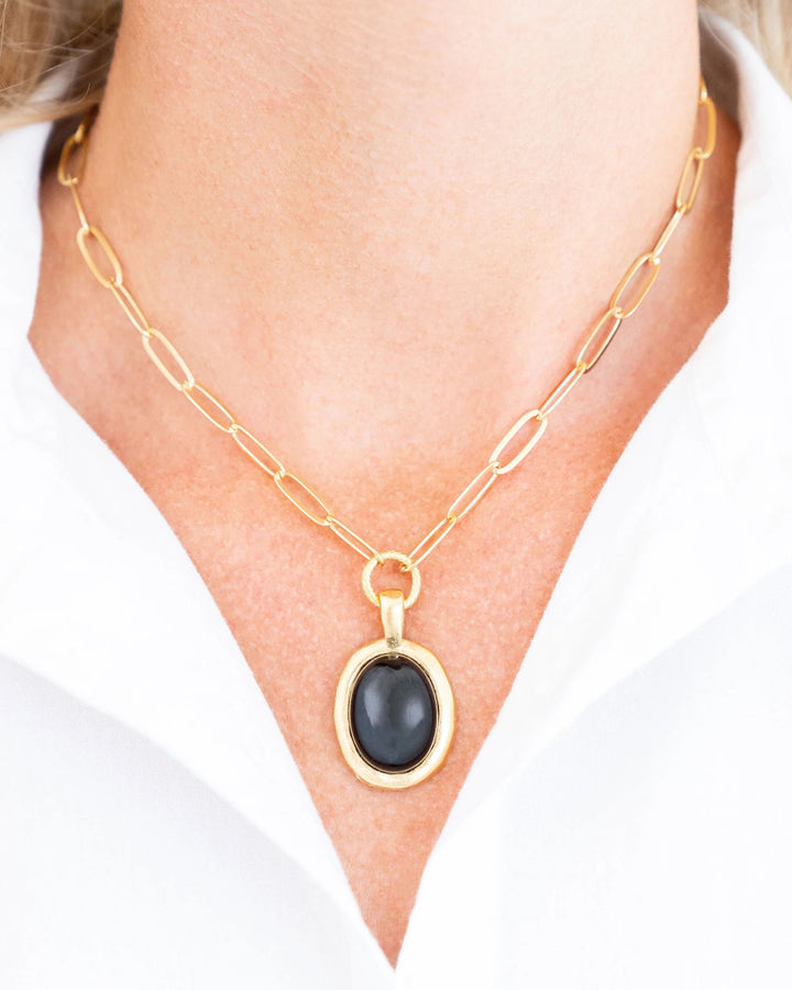 Susan Shaw Caroline Paperclip Necklace - Black Onyx