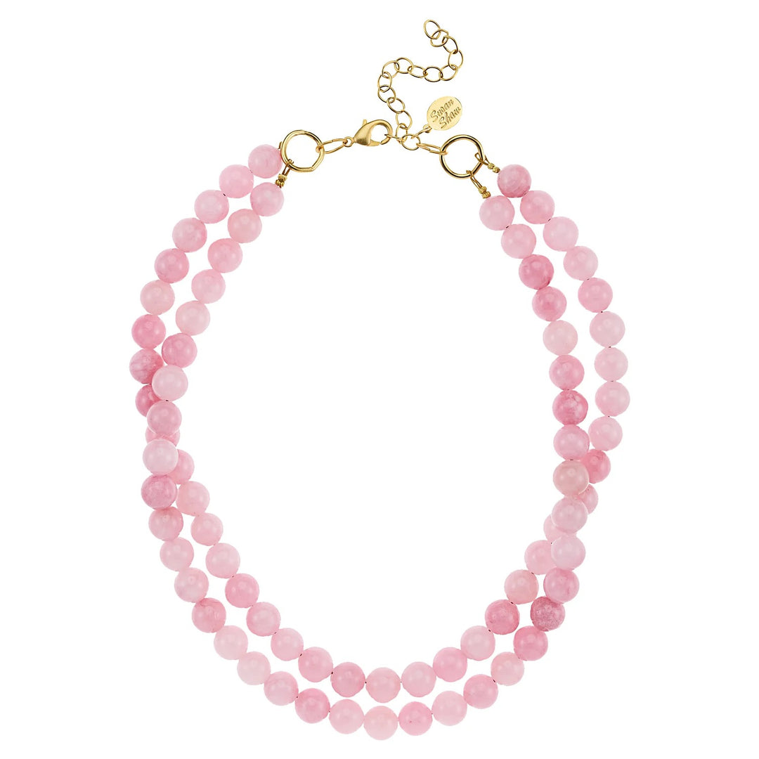 Susan Shaw Jade Double Strand Necklace - Light Pink