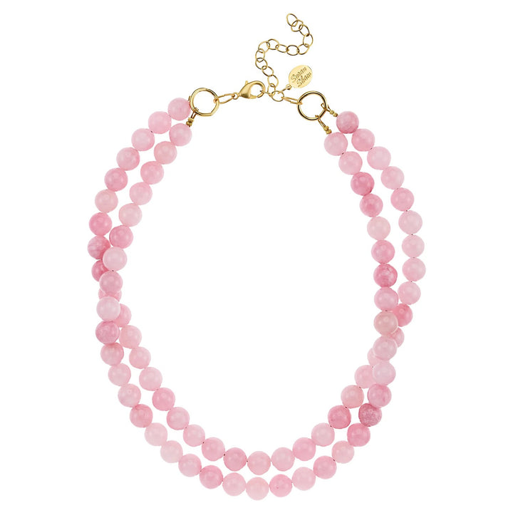 Susan Shaw Jade Double Strand Necklace - Light Pink