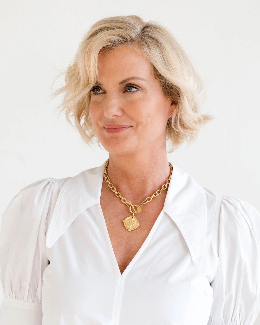 Susan Shaw Compass Toggle Necklace - Gold