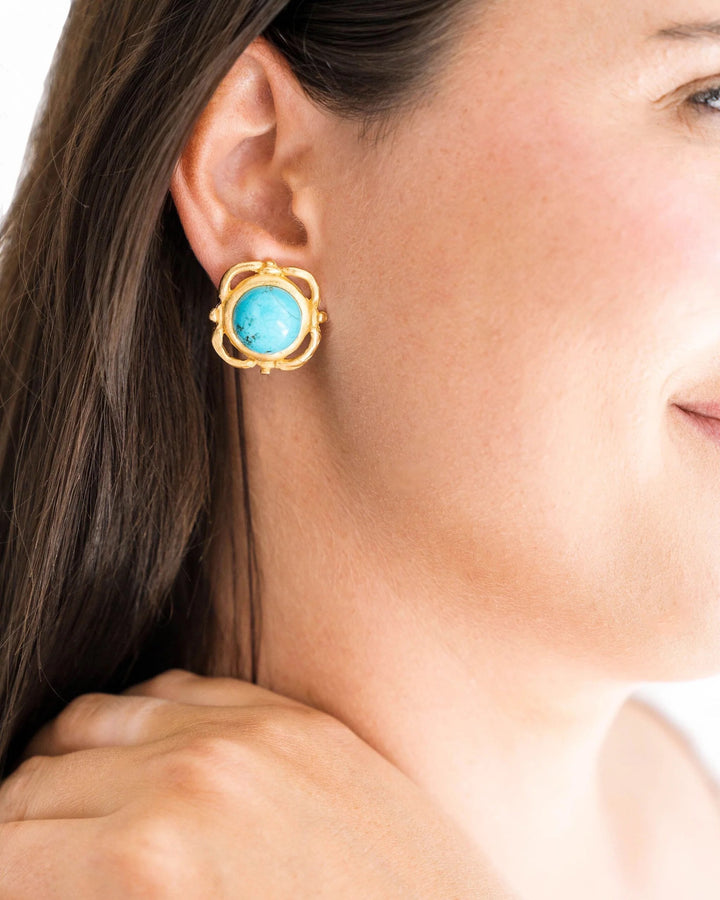 Susan Shaw Scroll Turquoise Clip On Studs