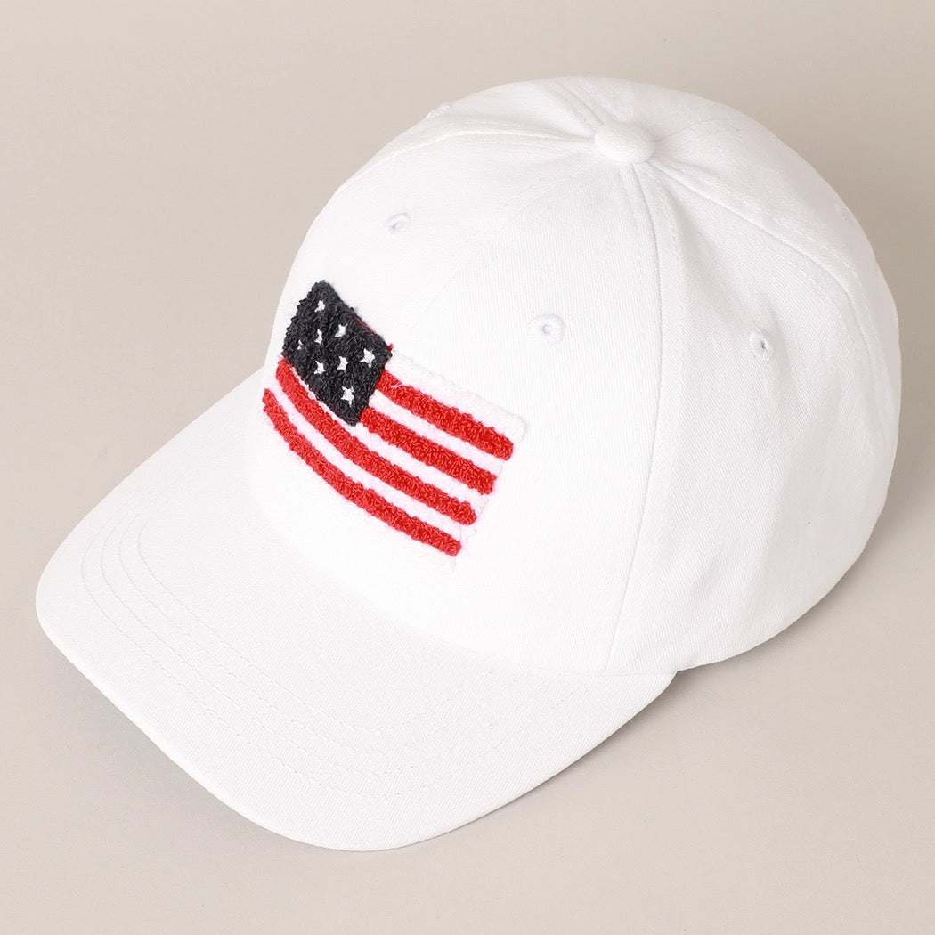 American Flag Hat -  White