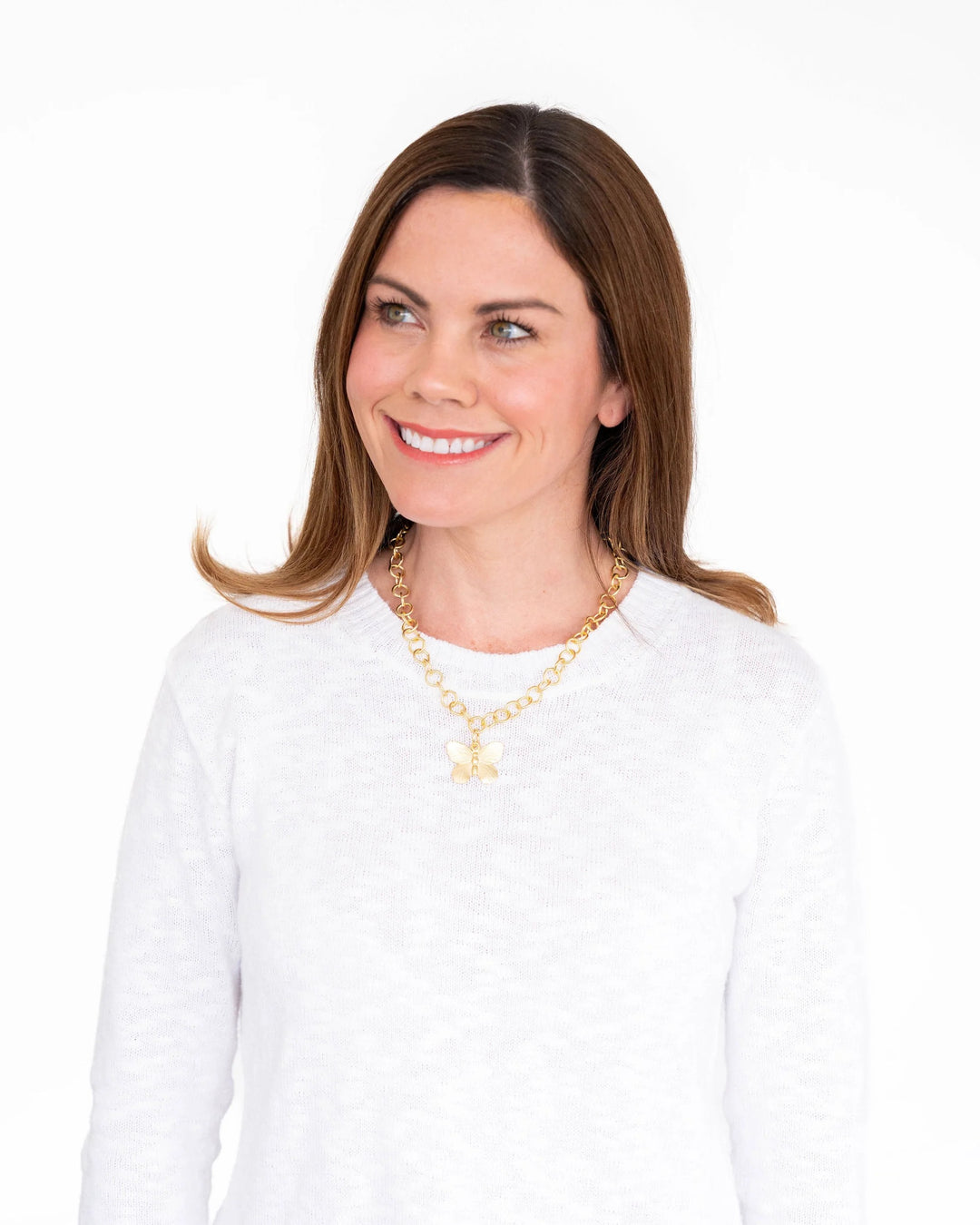 Susan Shaw Butterfly Pendant Chain Necklace
