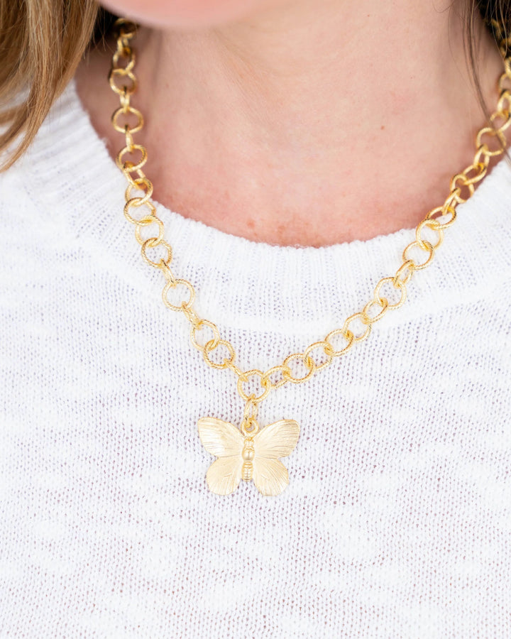 Susan Shaw Butterfly Pendant Chain Necklace