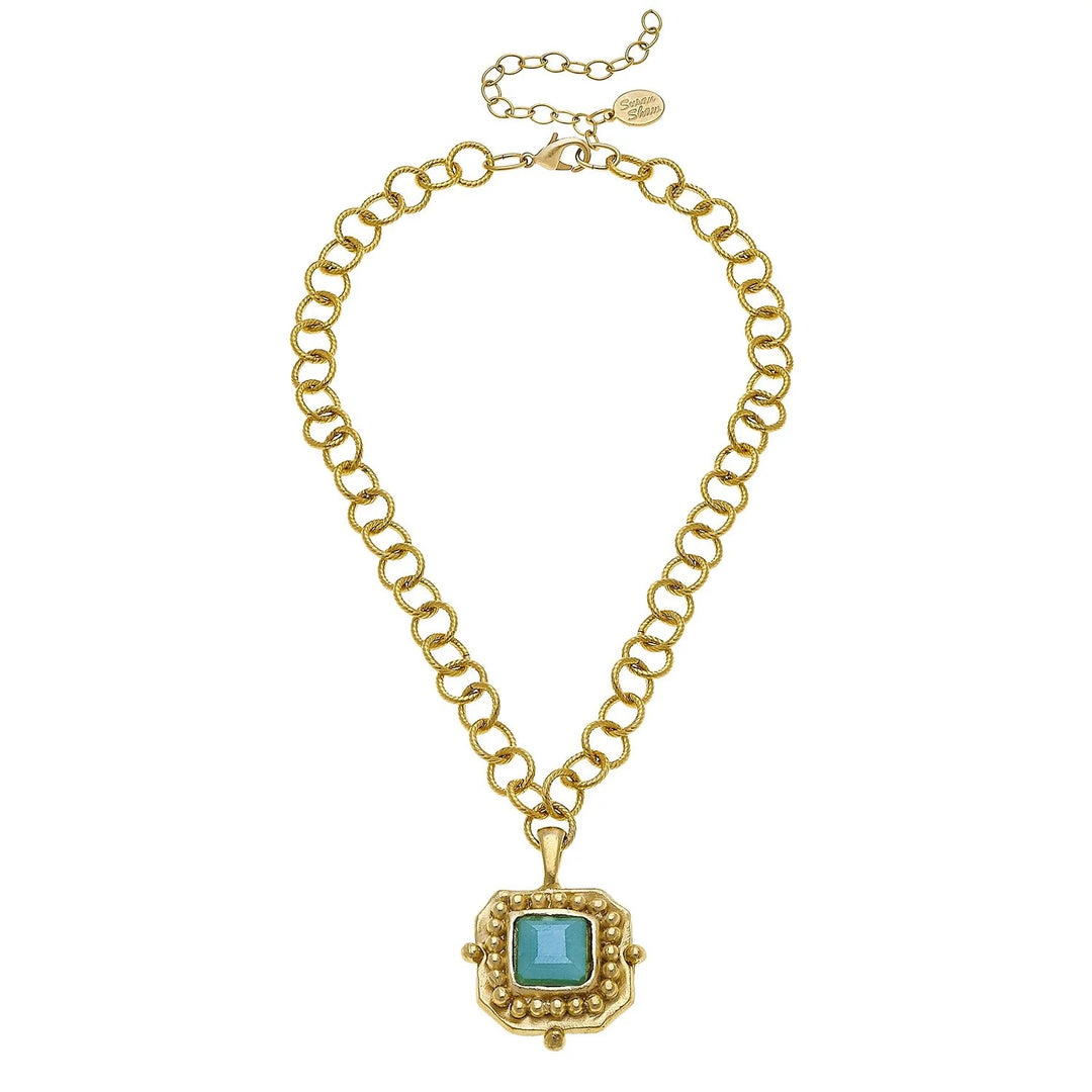 Susan Shaw London Necklace with Teal Crystal