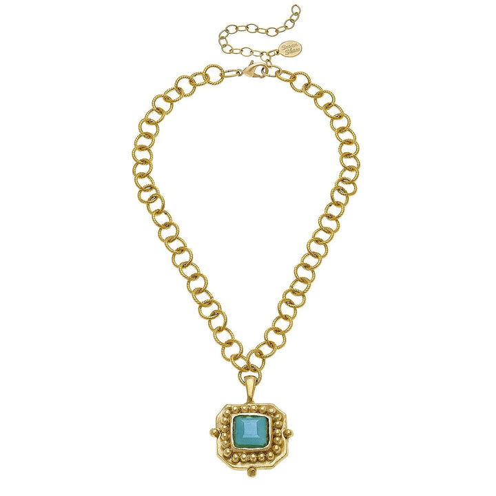 Susan Shaw London Necklace with Teal Crystal