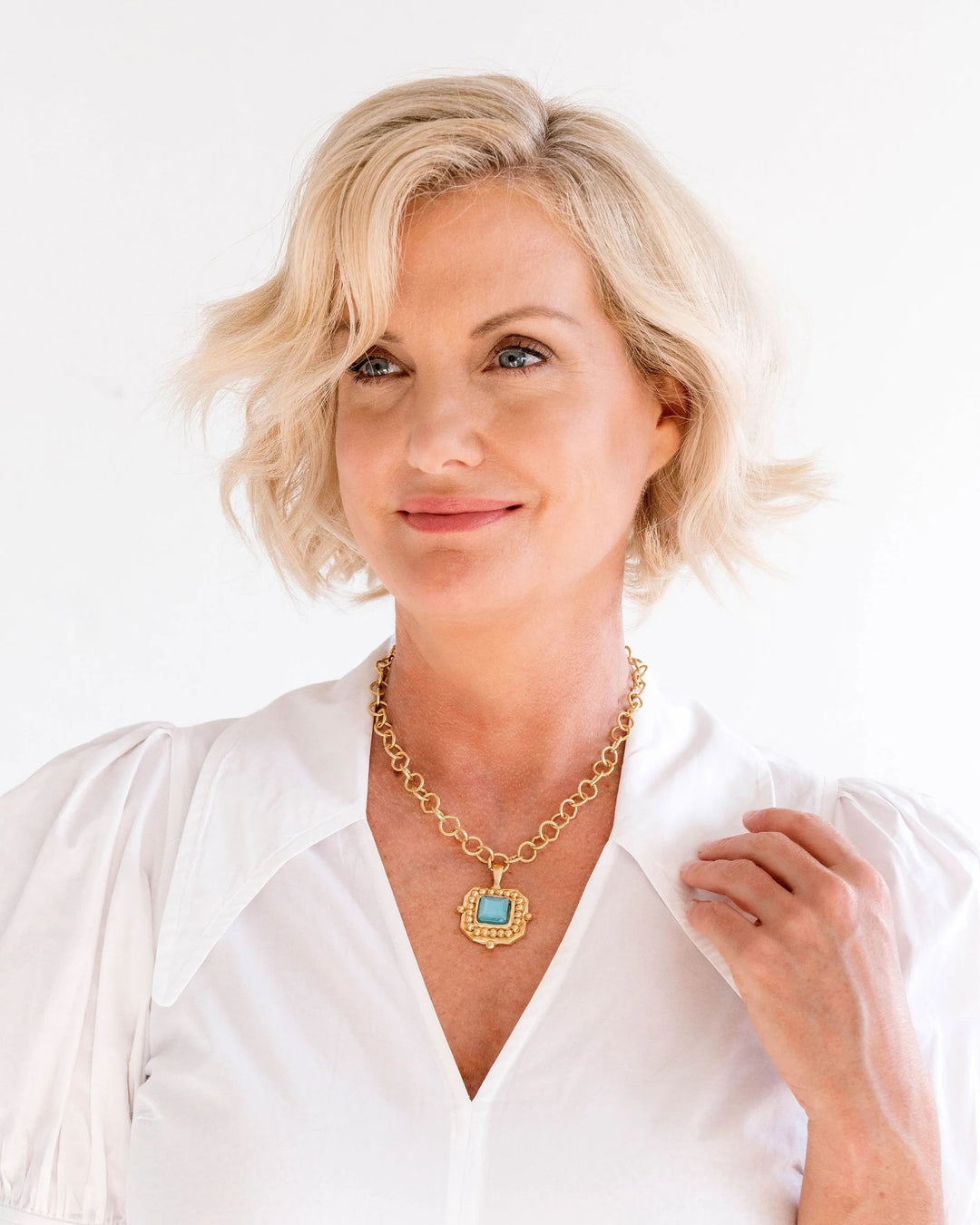 Susan Shaw London Necklace with Teal Crystal