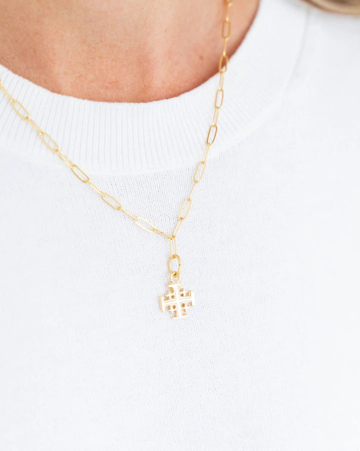 Susan Shaw Jerusalem Cross Paperclip Necklace