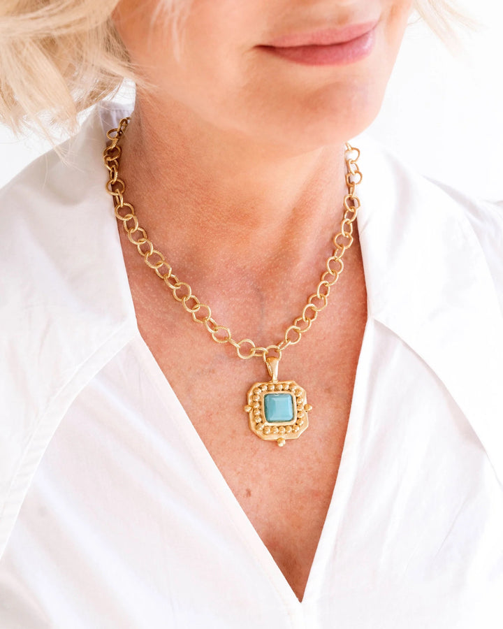 Susan Shaw London Necklace with Teal Crystal