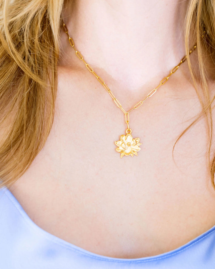 Susan Shaw Magnolia Paperclip Necklace