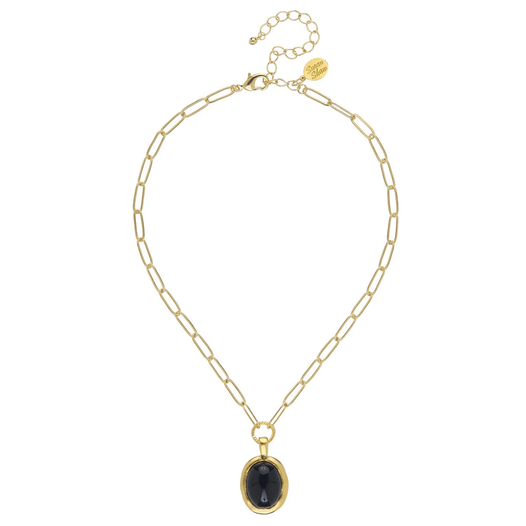 Susan Shaw Caroline Paperclip Necklace - Black Onyx