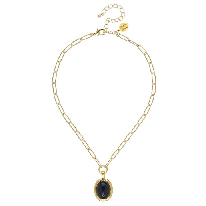 Susan Shaw Caroline Paperclip Necklace - Black Onyx