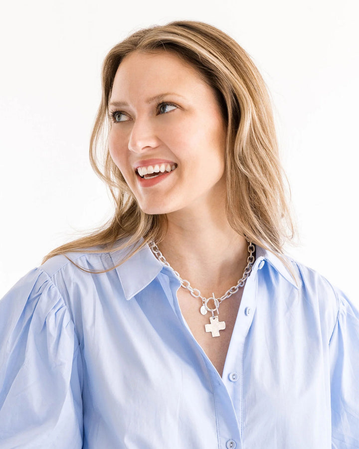 Susan Shaw Silver Front Toggle Necklace