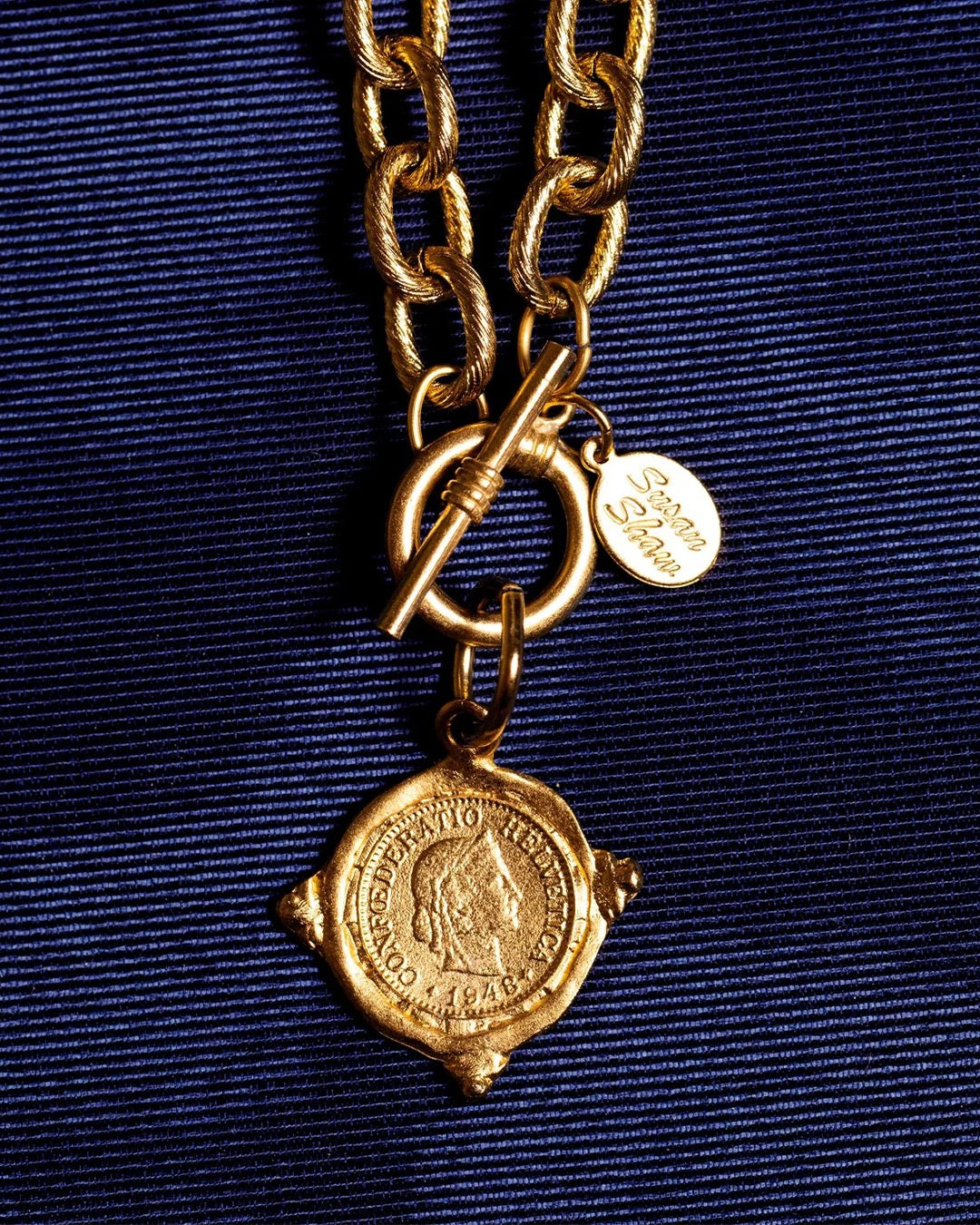 Susan Shaw Coin Toggle Necklace - Gold