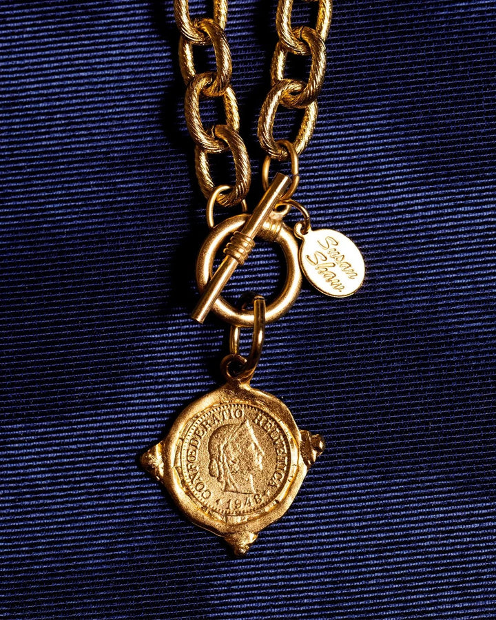 Susan Shaw Coin Toggle Necklace - Gold