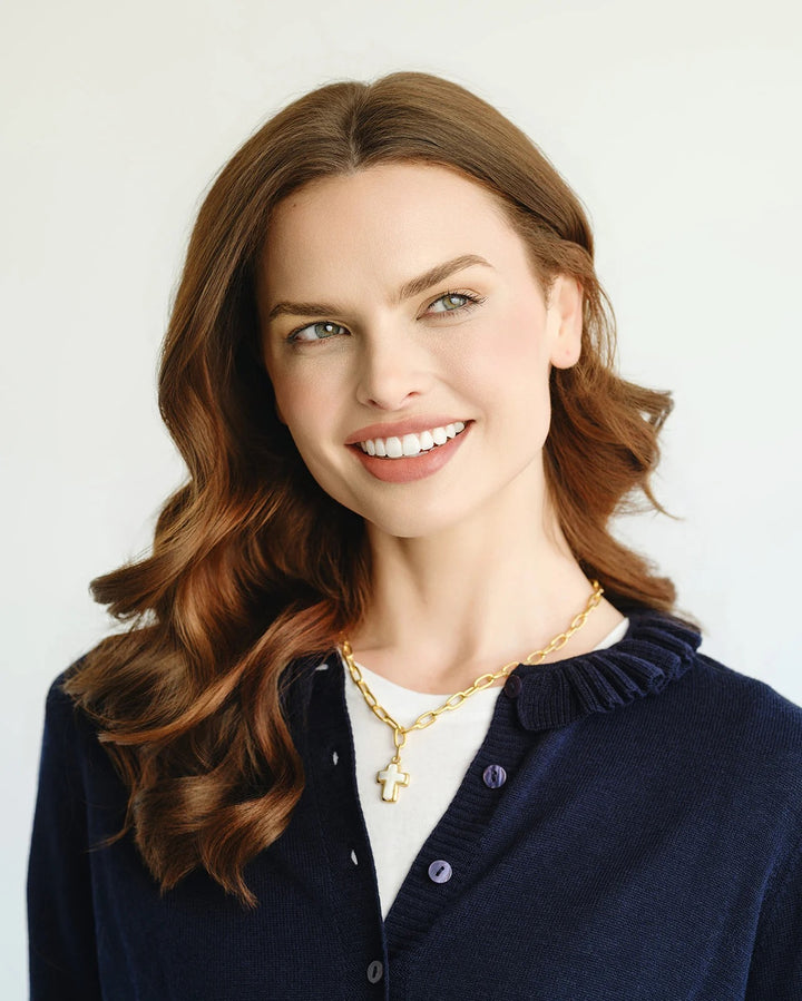 Susan Shaw Small Mother of Pearl Cross Jane Necklace