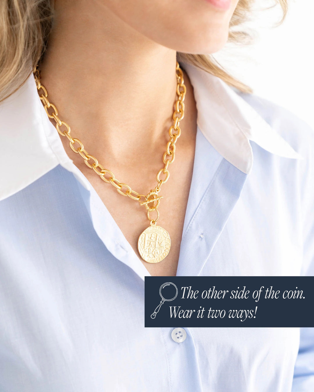 Susan Shaw Peruvian Coin Toggle Necklace