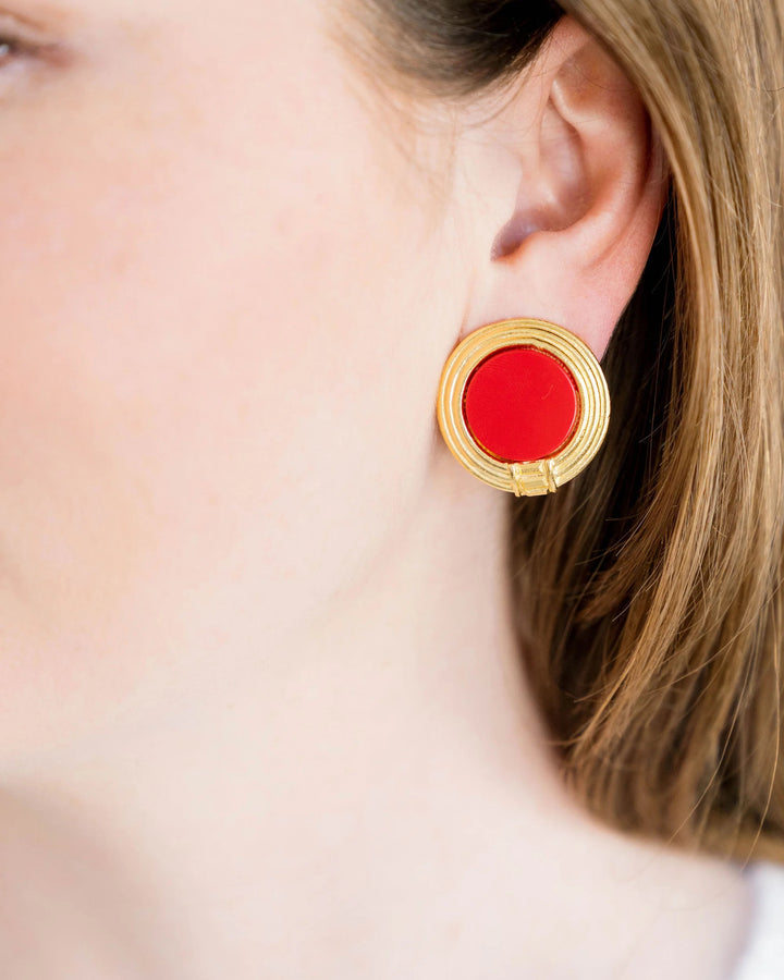 Susan Shaw Roma Studs - Red Coral