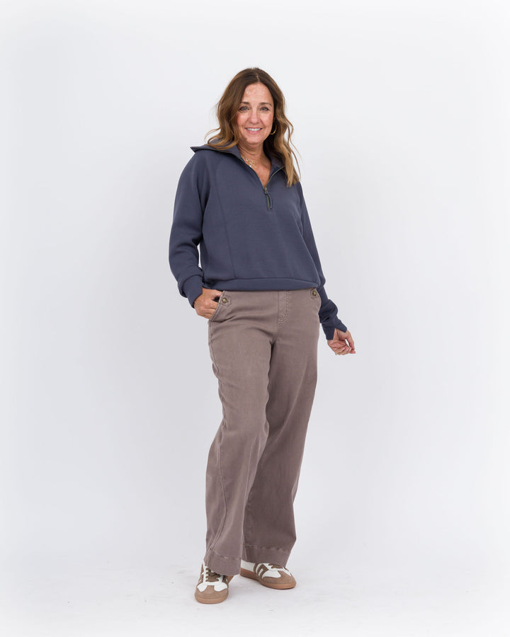 Spanx Air Essentials Half Zip-Dark Storm